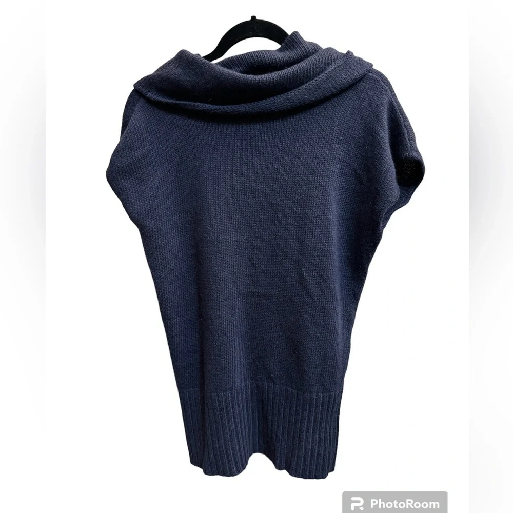 ANGORA PARAPHRASE Rabbit Wool Blue Cowl Neck Short sleeve Sweater Holiday SM EUC